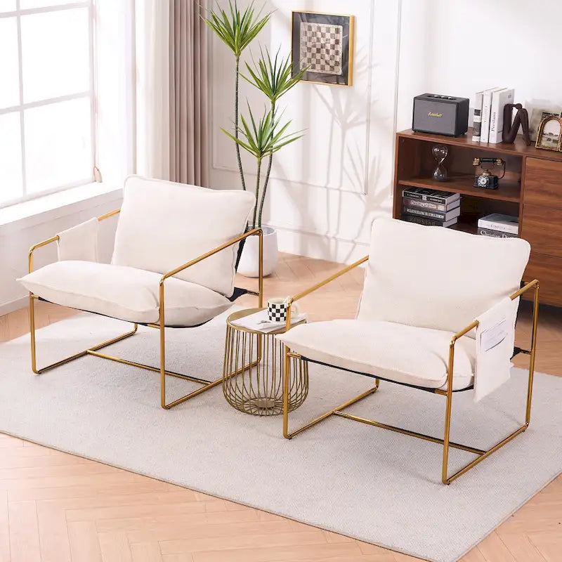 Lot de 2 fauteuils d'appoint modernes en velours avec cadre en acier, capacité de 136 kg