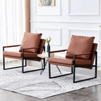 Lot de 2 fauteuils d'appoint modernes en velours avec cadre en acier, capacité de 136 kg