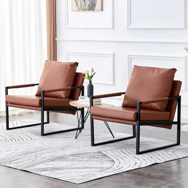 Lot de 2 fauteuils d'appoint modernes en velours avec cadre en acier, capacité de 136 kg