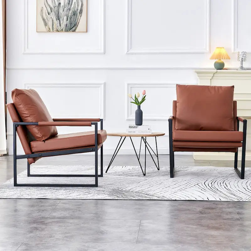 Lot de 2 fauteuils d'appoint modernes en velours avec cadre en acier, capacité de 136 kg