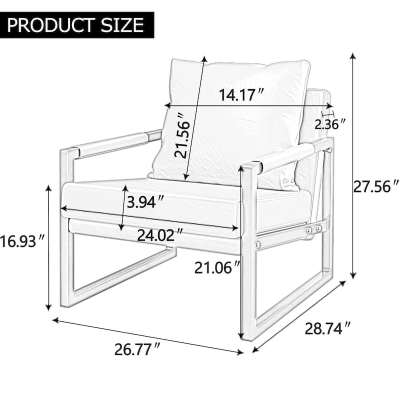 Lot de 2 fauteuils d'appoint modernes en velours avec cadre en acier, capacité de 136 kg
