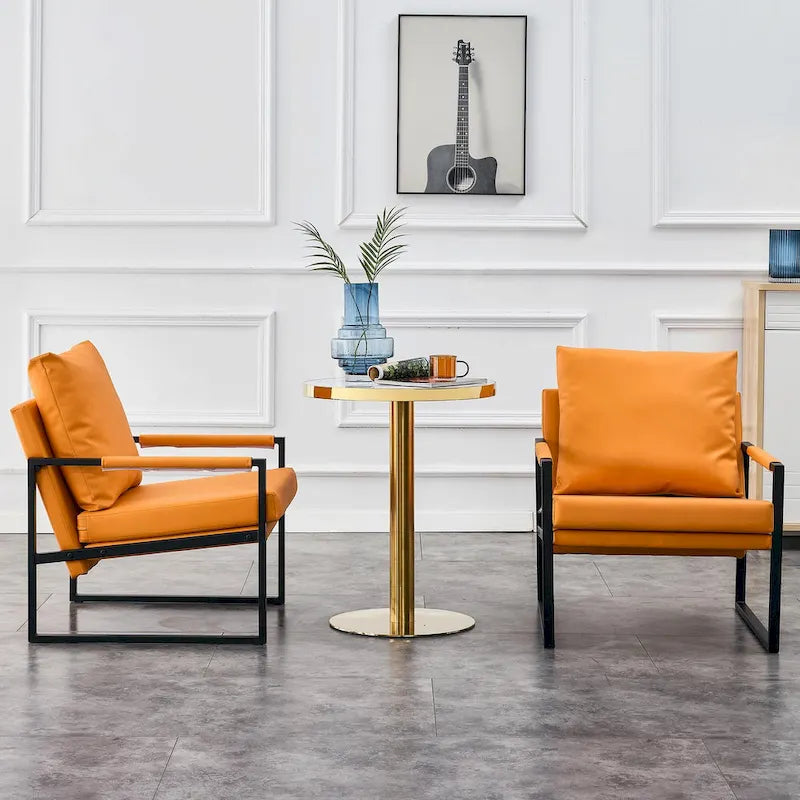 Lot de 2 fauteuils d'appoint modernes en velours avec cadre en acier, capacité de 136 kg