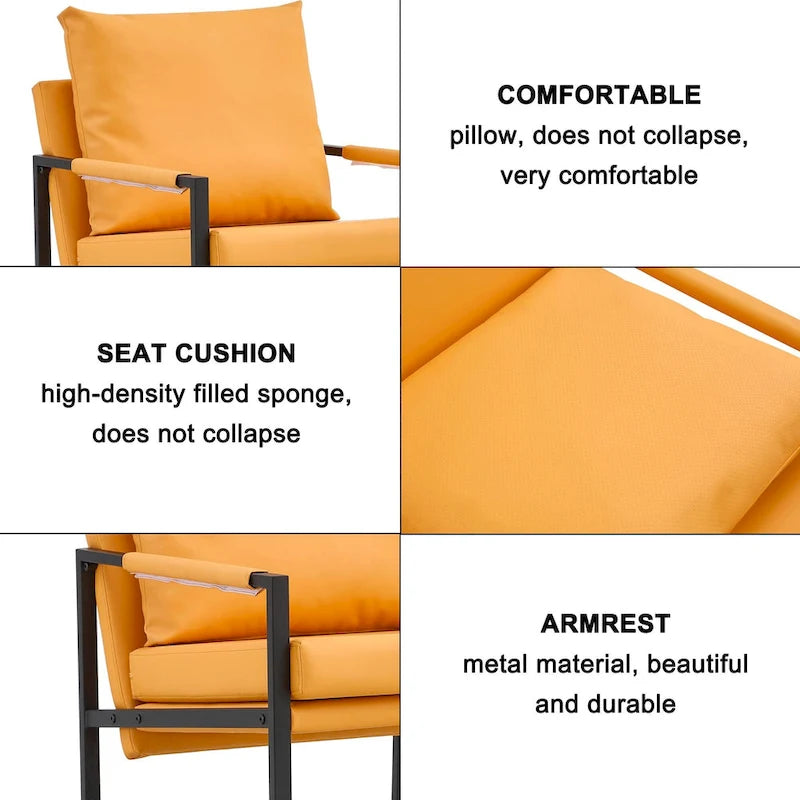 Lot de 2 fauteuils d'appoint modernes en velours avec cadre en acier, capacité de 136 kg
