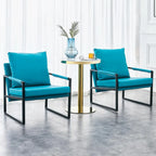 Lot de 2 fauteuils d'appoint modernes en velours avec cadre en acier, capacité de 136 kg