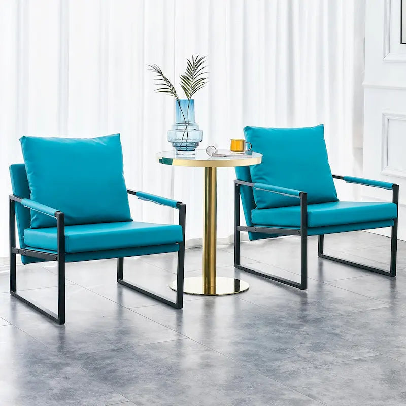 Lot de 2 fauteuils d'appoint modernes en velours avec cadre en acier, capacité de 136 kg