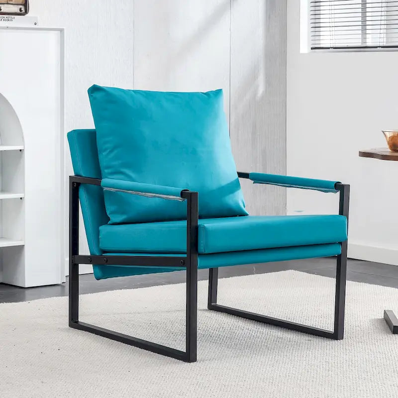 Lot de 2 fauteuils d'appoint modernes en velours avec cadre en acier, capacité de 136 kg