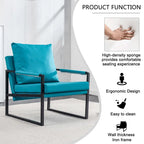 Lot de 2 fauteuils d'appoint modernes en velours avec cadre en acier, capacité de 136 kg