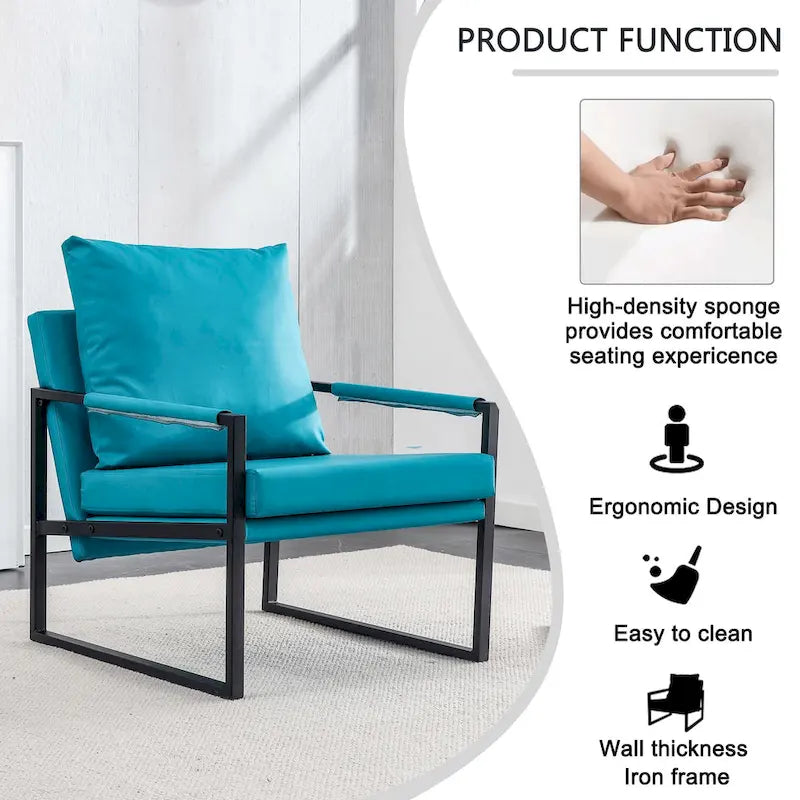 Lot de 2 fauteuils d'appoint modernes en velours avec cadre en acier, capacité de 136 kg