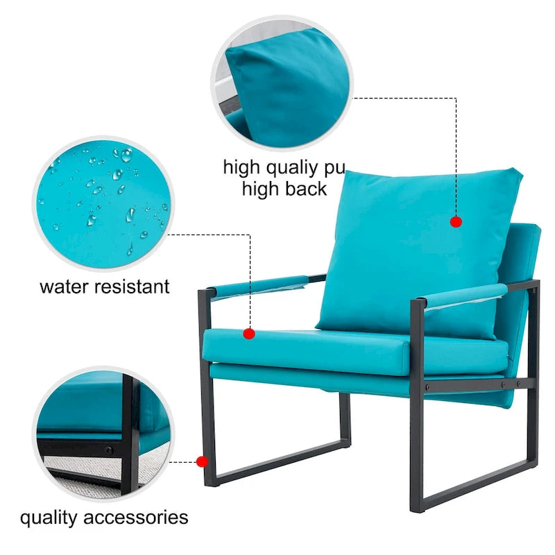 Lot de 2 fauteuils d'appoint modernes en velours avec cadre en acier, capacité de 136 kg