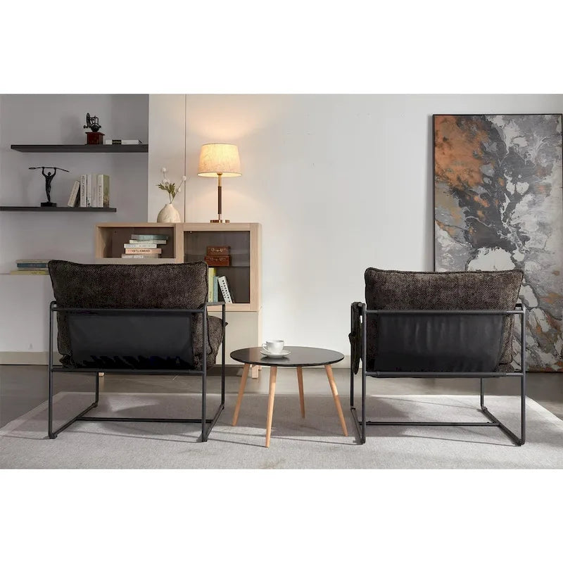 Lot de 2 fauteuils d'appoint modernes en velours avec cadre en acier, capacité de 136 kg