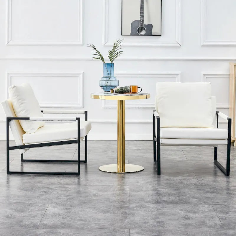 Lot de 2 fauteuils d'appoint modernes en velours avec cadre en acier, capacité de 136 kg