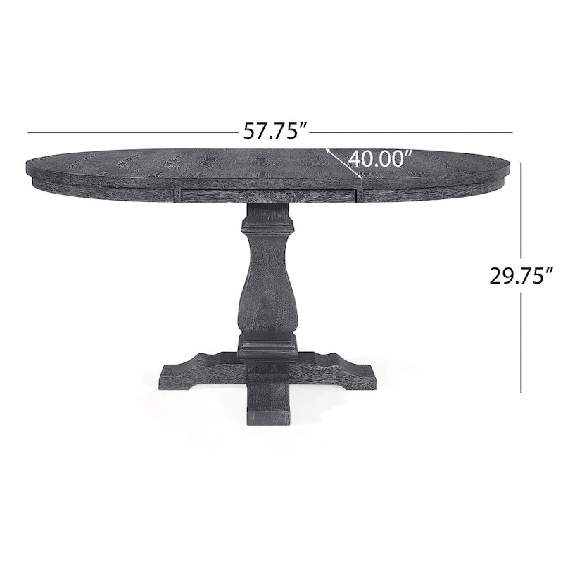 Table à manger extensible en bois avec base en bois d'hévéa, peut accueillir jusqu'à 6 personnes, capacité de 136 kg