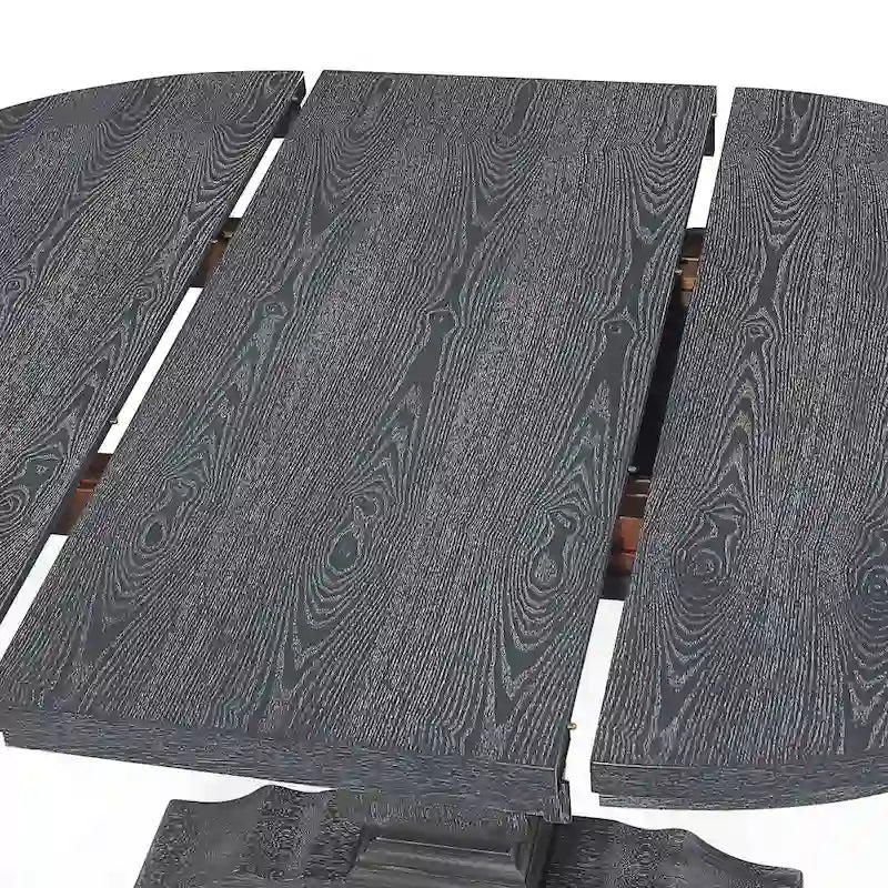 Table à manger extensible en bois avec base en bois d'hévéa, peut accueillir jusqu'à 6 personnes, capacité de 136 kg