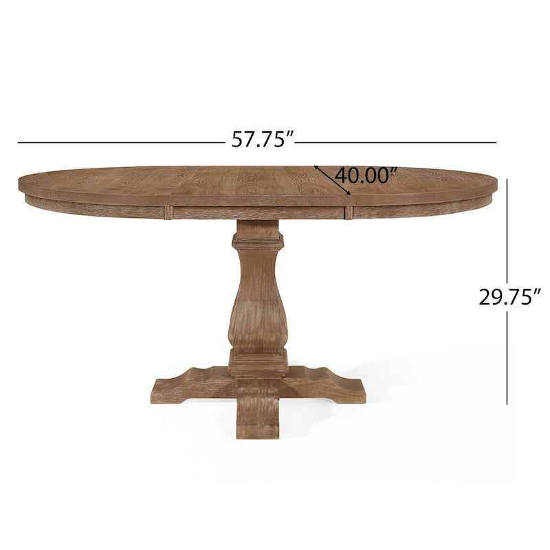 Table à manger extensible en bois avec base en bois d'hévéa, peut accueillir jusqu'à 6 personnes, capacité de 136 kg