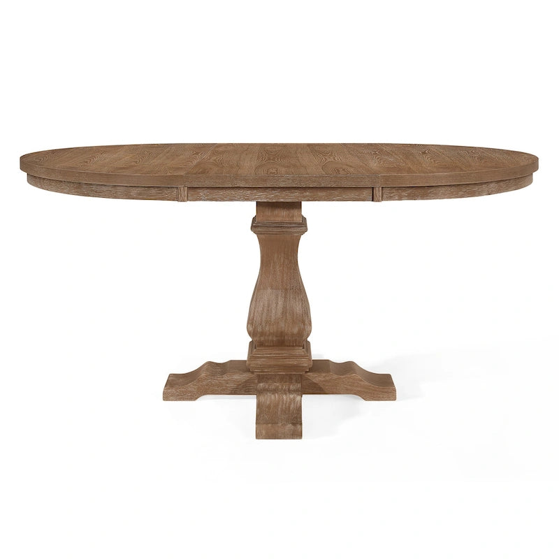 Table à manger extensible en bois avec base en bois d'hévéa, peut accueillir jusqu'à 6 personnes, capacité de 136 kg
