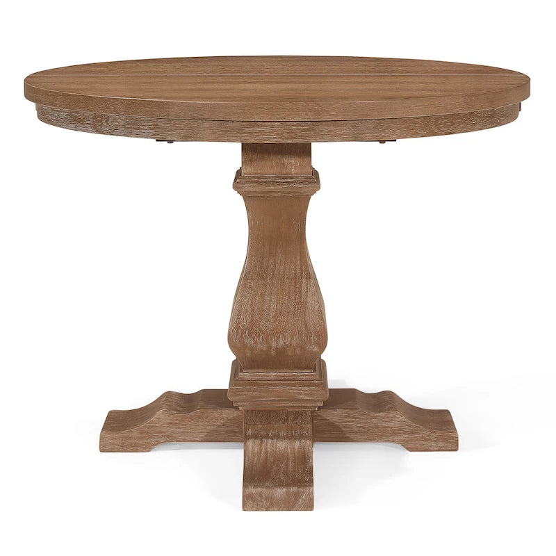 Table à manger extensible en bois avec base en bois d'hévéa, peut accueillir jusqu'à 6 personnes, capacité de 136 kg