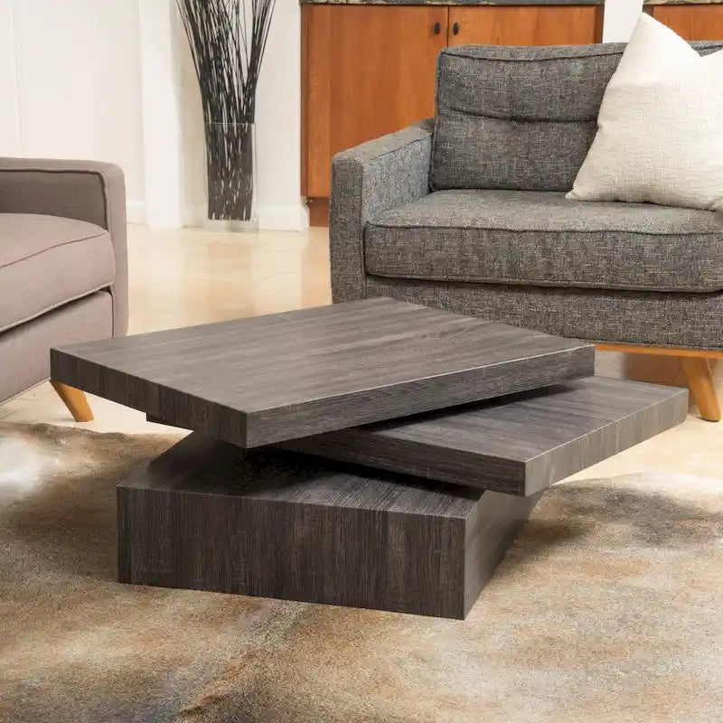 Table basse en béton gris moderne avec base en bloc, capacité de 100 kg