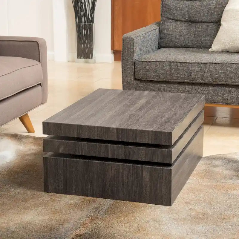 Table basse en béton gris moderne avec base en bloc, capacité de 100 kg