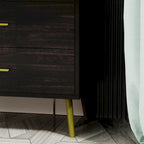 Commode 6 tiroirs spacieuse avec poignées en métal doré