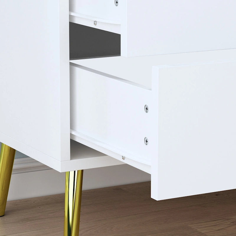 Commode 6 tiroirs spacieuse avec poignées en métal doré