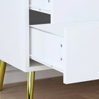 Commode 6 tiroirs spacieuse avec poignées en métal doré