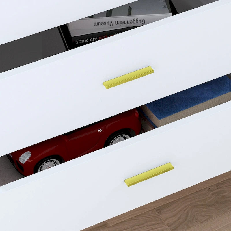 Commode 6 tiroirs spacieuse avec poignées en métal doré