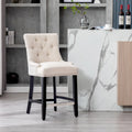 Tabouret de comptoir rembourré Carter 24 avec boutons touffetés, pieds noirs