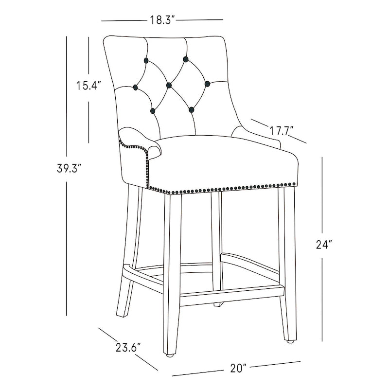 Tabouret de comptoir Carter 24 capitonné, pieds noirs