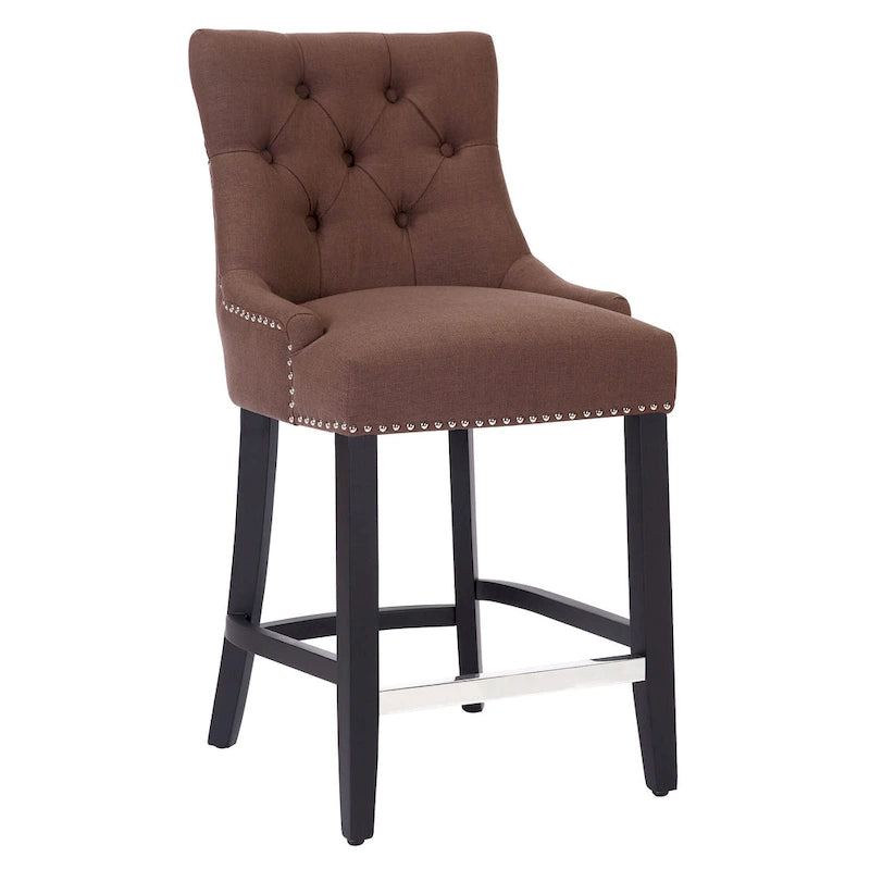 Tabouret de comptoir Carter 24 capitonné, pieds noirs