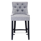 Tabouret de comptoir rembourré Carter 24 avec boutons touffetés, pieds noirs