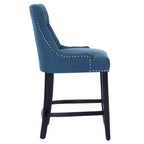 Tabouret de comptoir rembourré Carter 24 avec boutons touffetés, pieds noirs