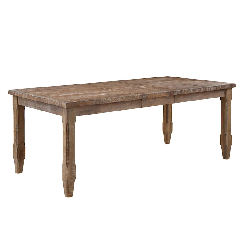 Table de salle à manger de style ferme extensible avec rallonge de 40,6 cm, jusqu'à 6 places, finition Driftwood