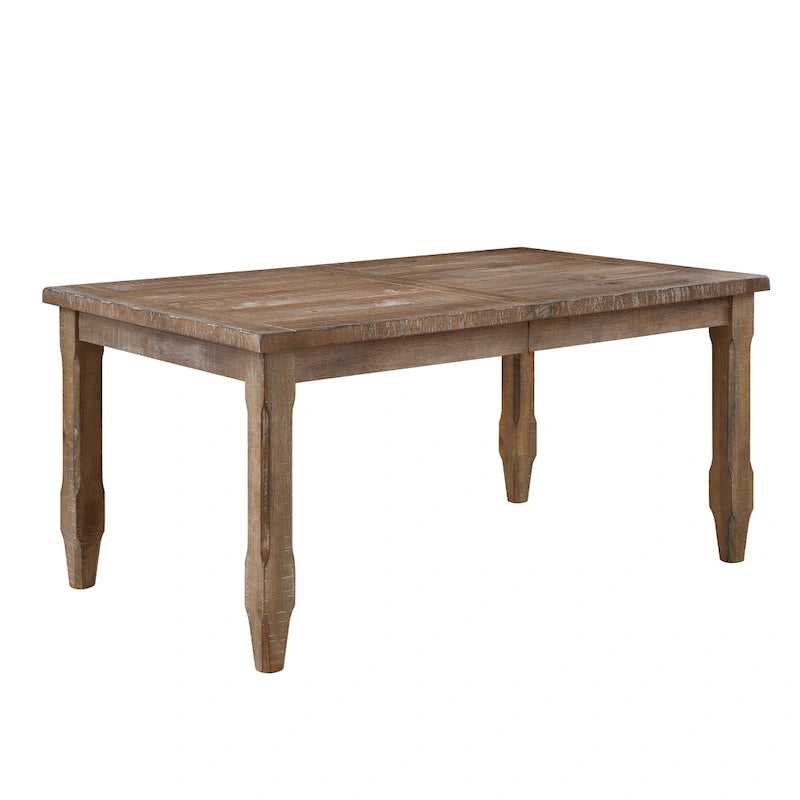 Table de salle à manger de style ferme extensible avec rallonge de 40,6 cm, jusqu'à 6 places, finition Driftwood