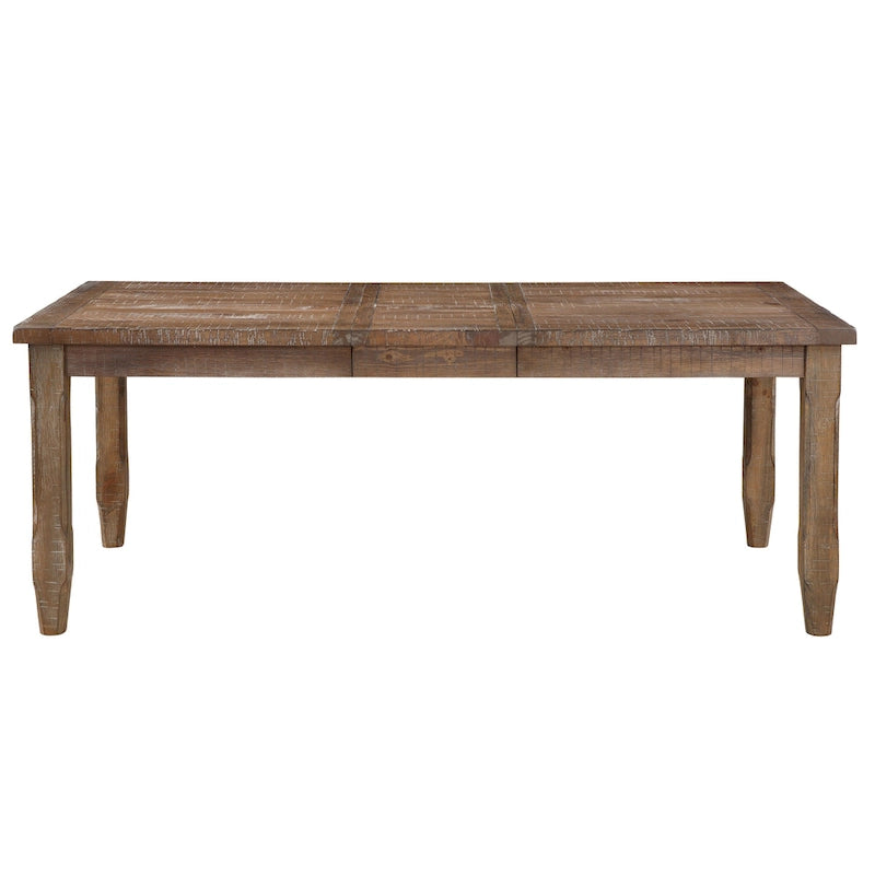 Table de salle à manger de style ferme extensible avec rallonge de 40,6 cm, jusqu'à 6 places, finition Driftwood