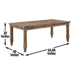 Table de salle à manger de style ferme extensible avec rallonge de 40,6 cm, jusqu'à 6 places, finition Driftwood