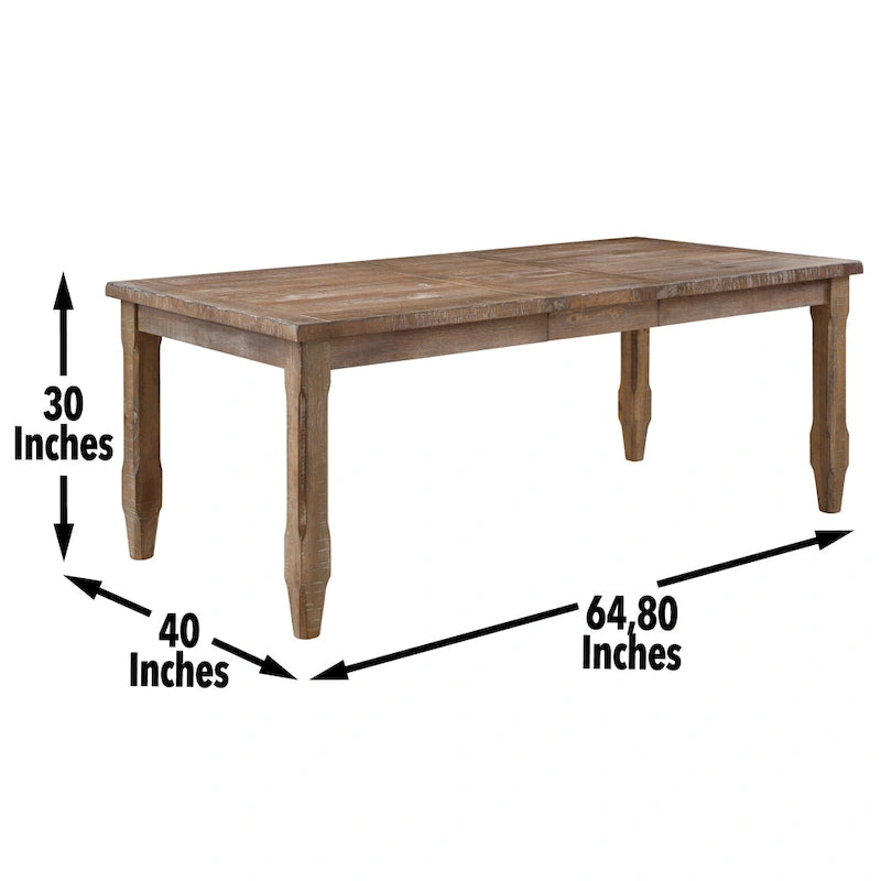 Table de salle à manger de style ferme extensible avec rallonge de 40,6 cm, jusqu'à 6 places, finition Driftwood