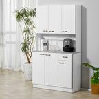 Buffet de cuisine sur pied de 71 po avec 6 portes, 3 étagères et 1 tiroir, Blanc