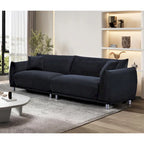 Canapé moderne en velours de 224 cm avec pieds en métal et oreillers décoratifs