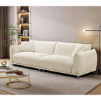 Canapé moderne en velours de 224 cm avec pieds en métal et oreillers décoratifs