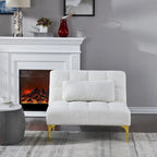 Canapé-lit futon convertible en tissu Teddy avec pieds en métal doré