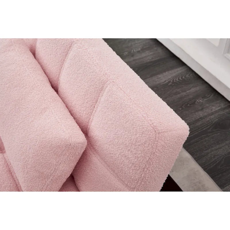 Canapé-lit futon convertible en tissu Teddy avec pieds en métal doré