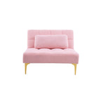 Canapé-lit futon convertible en tissu Teddy avec pieds en métal doré