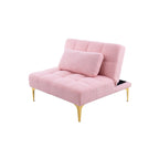 Canapé-lit futon convertible en tissu Teddy avec pieds en métal doré
