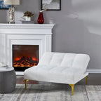 Canapé-lit futon convertible en tissu Teddy avec pieds en métal doré