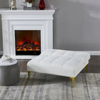 Canapé-lit futon convertible en tissu Teddy avec pieds en métal doré
