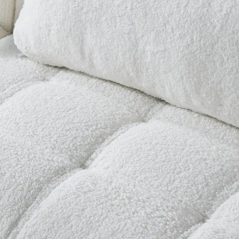Canapé-lit futon convertible en tissu Teddy avec pieds en métal doré