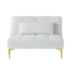 Canapé-lit futon convertible en tissu Teddy avec pieds en métal doré