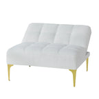 Canapé-lit futon convertible en tissu Teddy avec pieds en métal doré