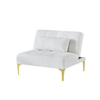 Canapé-lit futon convertible en tissu Teddy avec pieds en métal doré
