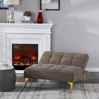 Canapé-lit futon convertible en tissu Teddy avec pieds en métal doré